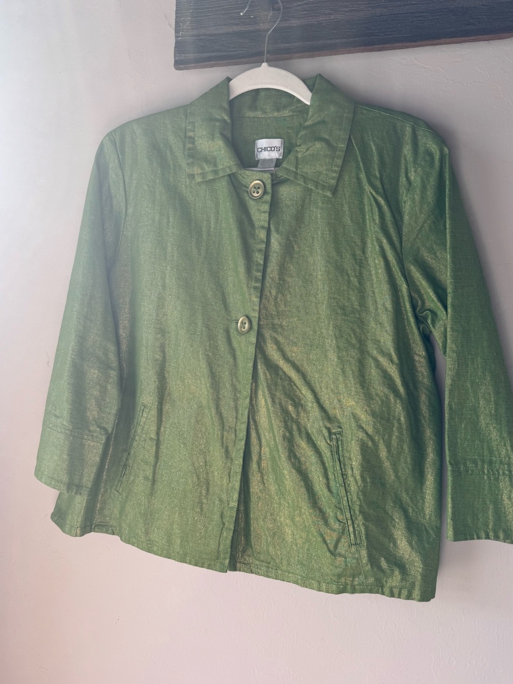 Chico’s Green Swing cotton linen Jacket
